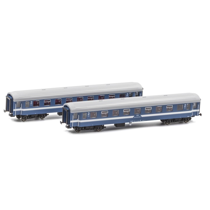Set vagoane clasa 2 tip 29-22, CFR, albastru, epoca V, scara 1:87, MTB