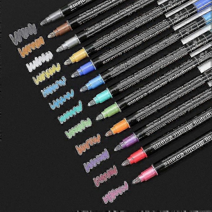 Set 12 markere metalice dual tip, multicolor, 15.6cm