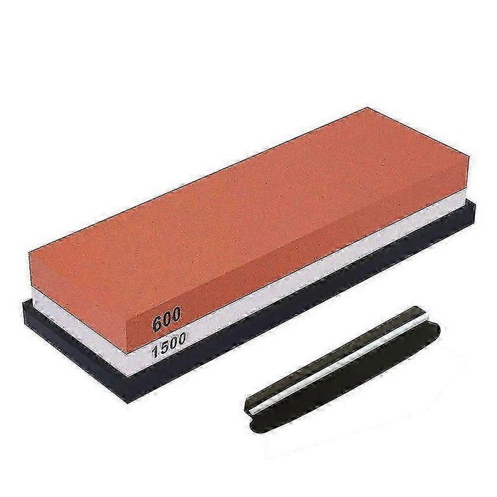 Piatra ascutitoare 2 in 1, 400/1000 grit, corindon alb, verde deschis, 18x6x3cm, cu suport din silicon