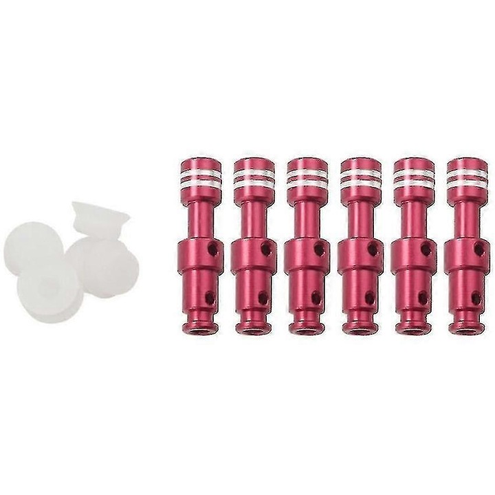 Set 6 supape plutitoare/valve de flotare si 6 capace de etansare pentru oale sub presiune Duo60, Duo80, Duo Plus 8, Ultra 60 si modele electrice, din aluminiu si silicon, rosu/alb
