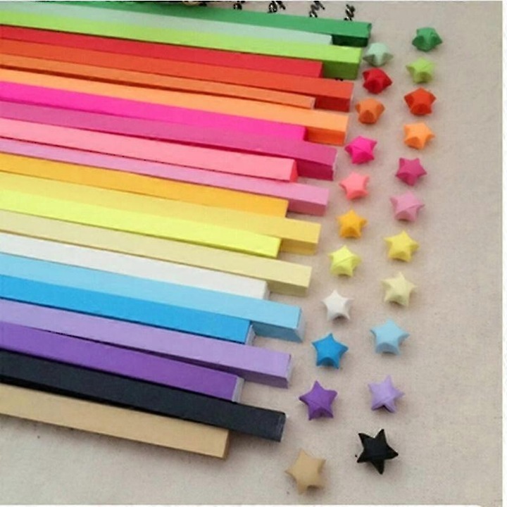 Benzi pentru stele origami, hartie, lungime 24.5 x 1 cm, multicolor, 1 pachet (~80-85 buc), instructiuni incluse