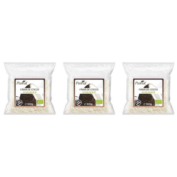 3 x Faina bio din nuca de cocos, 300g Pronat