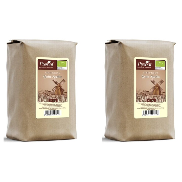2 x Faina integrala de grau spelta bio, 1kg Pronat