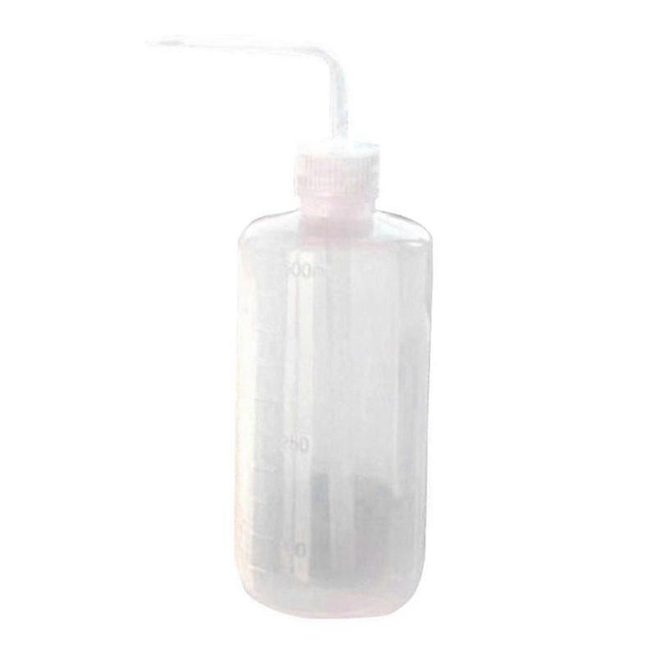 Permetezőflakon/locsoló, hajlított fúvókával a gyökéröntözéshez, átlátszó, mérőskálával, fehér, 250/500ml