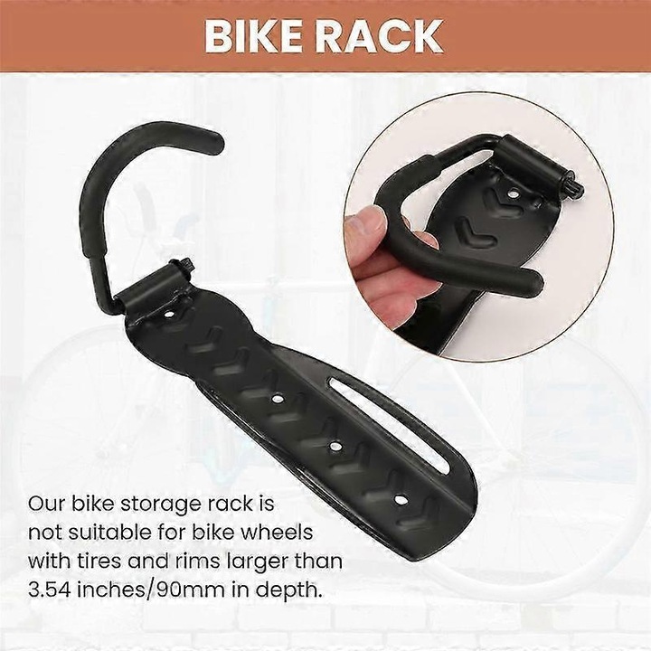 Suport bicicleta perete rotativ negru metalic 90mm