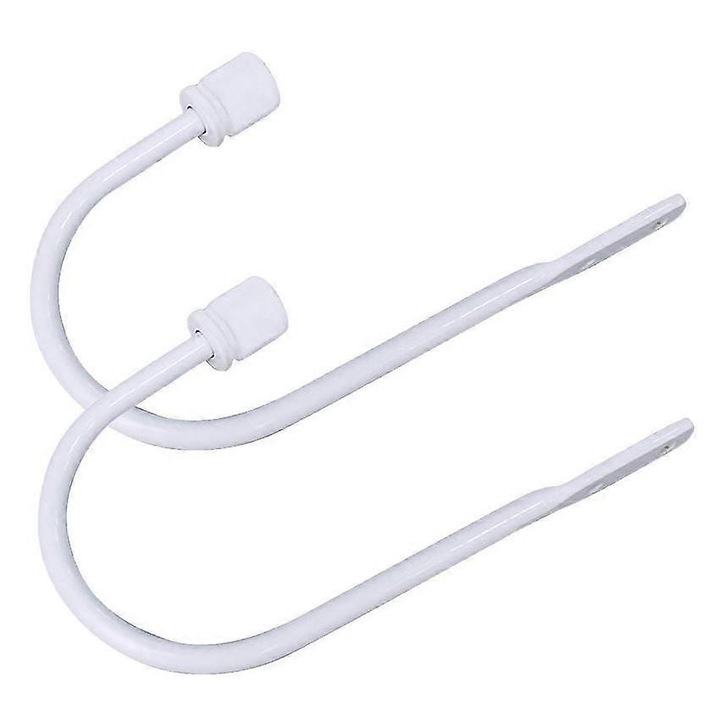 Set 2 Suporturi Perdele Metalice, Alb, 10x5cm