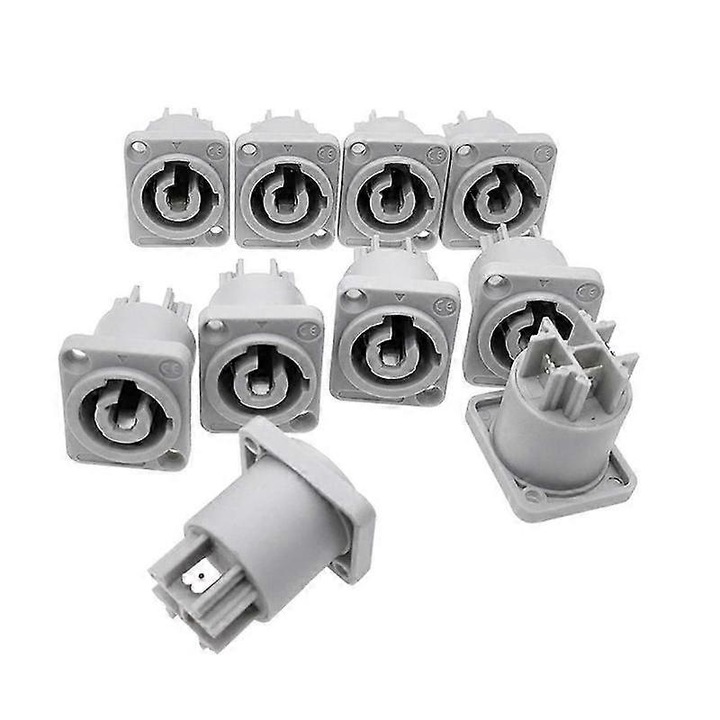 Комплект от 10 броя Powercon 3 пина 20A 250V за LED екран, сценично осветление, сив