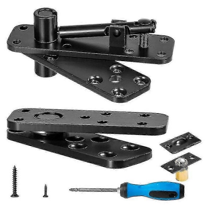 Balama pivotanta pentru usa/ascunsa P20241126456, capacitate portanta 570 lb (260 kg), din otel inoxidabil solid, rotatie 360°/180° cu linkaj sus-jos, Negru, 1 set