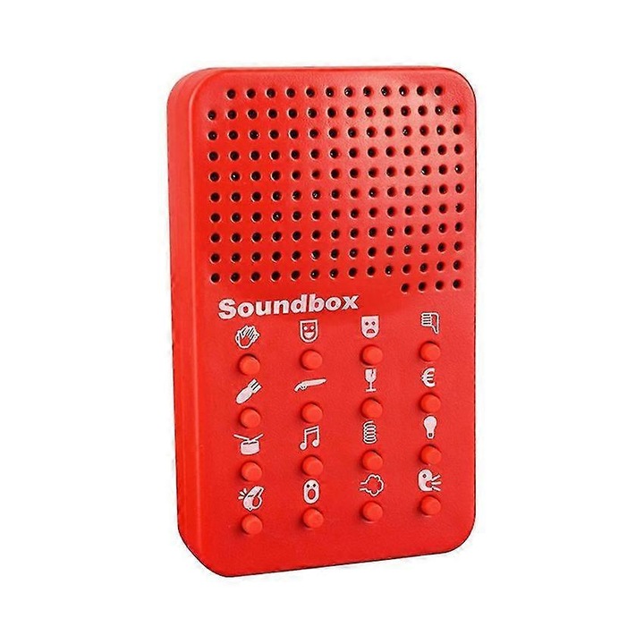 Cutie de sunete portabila, boxa cu 16 efecte amuzante, din ABS, alimentare cu 3 baterii tip buton 1.5V, rosu