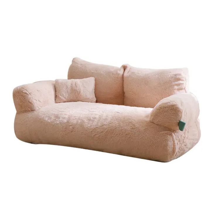 Pat/sofa pentru pisici din plus, cu perna si spatar, pentru pisici si animale mici, bej, 1 buc