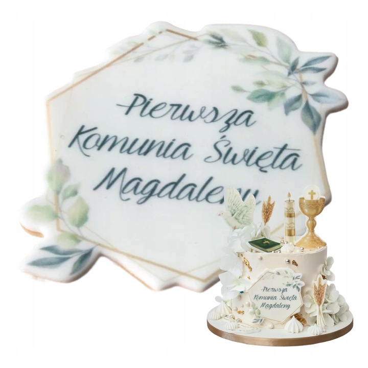 Placuta din zahar, Słodka Fanaberia, Topper, inscriptie eleganta pentru tort, decor realizat manual, finisaj de inalta calitate, personalizare excelenta, creeaza un design deosebit, atrage privirile oaspetilor, stil rafinat