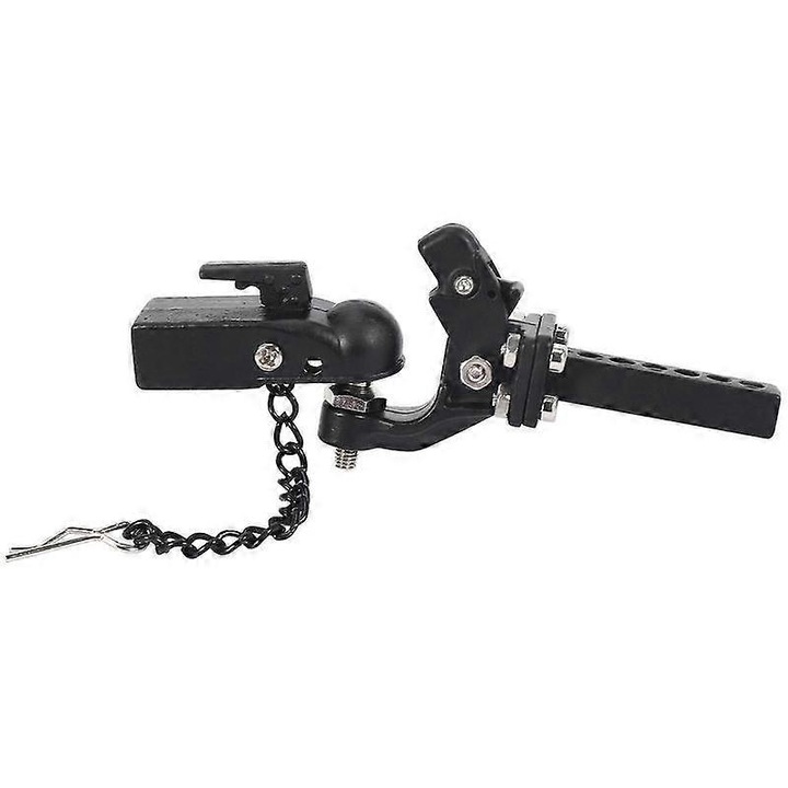 Carlig remorca/cupla remorca metalic compatibil SCX10 90046/90047, TRX4 1/10, cu design despartit pentru fixare pe bara spate, din aliaj, Negru, 55mm, 1 buc