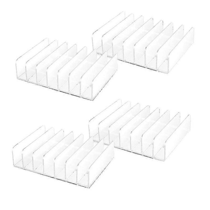 Set 4 bucati, Suport CD din acril transparent, capacitate 14 carcase pe suport, modular/imbinabil, 17 x 12.5 x 4 cm
