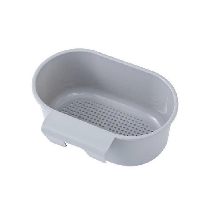 Cos pentru scurgere chiuveta, strecuratoare din polipropilena, auto-drenanta, fara bisfenol A, multifunctional pentru fructe si legume, gri, 1 buc