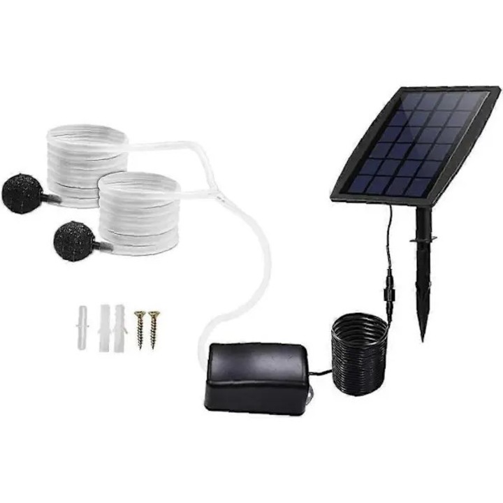 Соларна въздушна помпа 2.5W с батерия 1800mAh, регулируема, за езерце аквариум, 50dB, 3 позиции