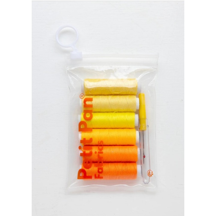 Set ata cusut Petit Pan, 6 papiote, 6 culori deschise, 45 m papiota, poliester