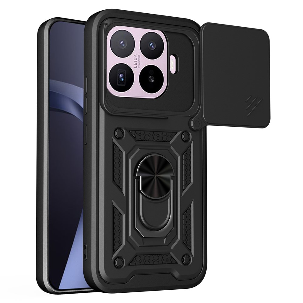 Husa pentru Xiaomi 17T Pro cu inel rotativ 360 Daden, Camshield series, Hybrid Antisoc, Slider pentru protectia camerei, Negru