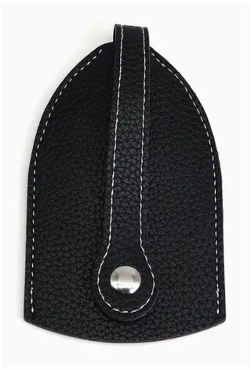 Port-chei husa de chei din piele naturala de vitel, spatios, capacitate 10-16 chei, cu capsa, design suedez, negru, marime unica