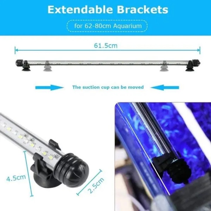 Lumina LED acvariu 58x1.8x1.8cm, 3 moduri culoare, negru, rezistenta la apa IP68