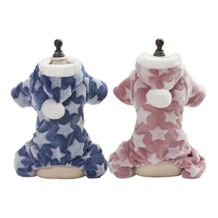 2 darabos kutyapizsama szett kis kutyáknak, fleece overál, kék-rózsaszín, kis méretek