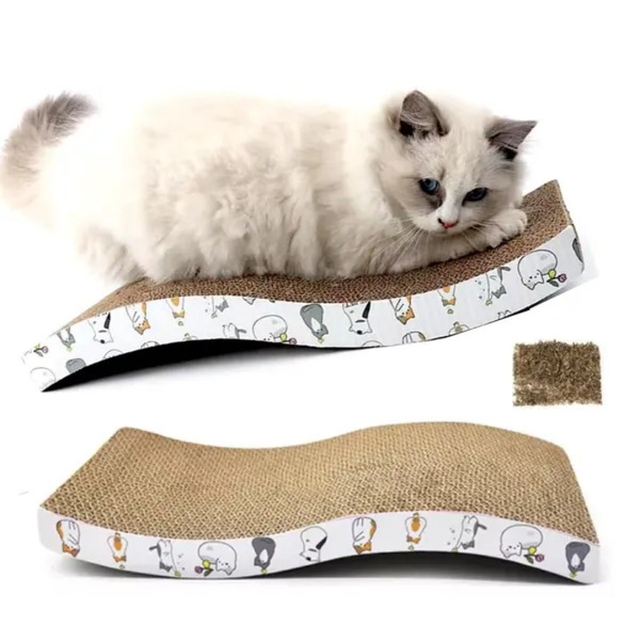 Многоцветен пост за драскане за котки 22.5x43x4cm от картон с котешка мента