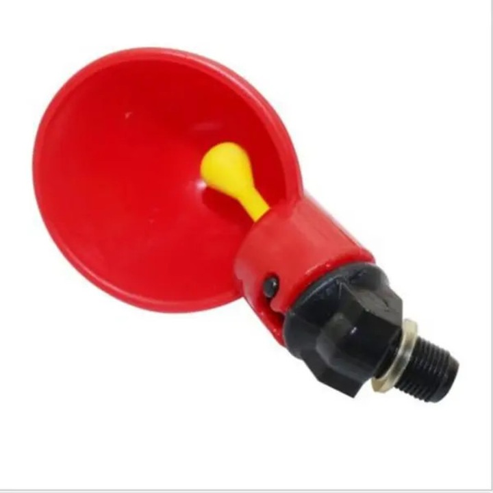 Set 10 bucati, Adapator automat pentru pasari (vas de baut), plastic durabil, fara scurgeri, compatibil cu teava 1/2 si 3/4, Rosu, 7x3.5x5 cm