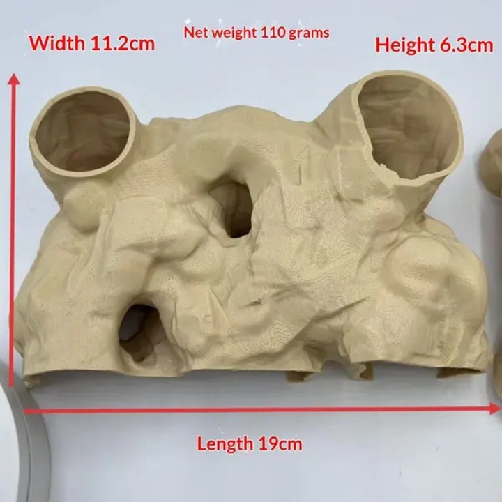 Akáriumi dekoráció 3D íves természetes alagút 19x11.2x6.3cm műanyag