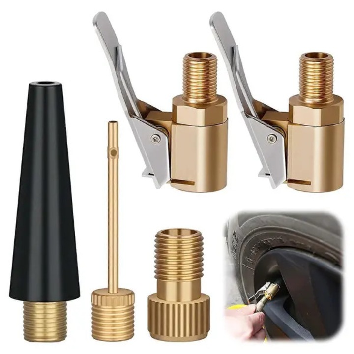 Set adaptoare pentru pompa de aer, adaptoare supapa multifunctionale compatibile cu Bosch EasyPump, pentru roti auto, biciclete si mingi, auriu/negru