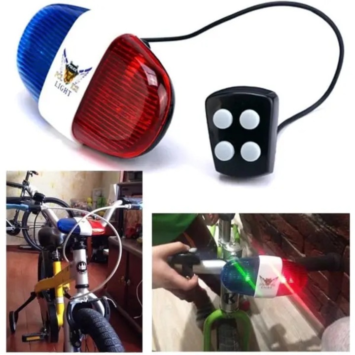 Set lumini LED pentru bicicleta cu sirena electrica si 4 sunete, rezistent la apa