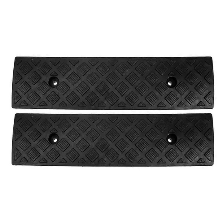 Set 2 bucati, Rampa prag pentru borduri si trepte din cauciuc si plastic, anti-alunecare si rezistenta la presiune, negru, 2 x 49.5x13x3 cm
