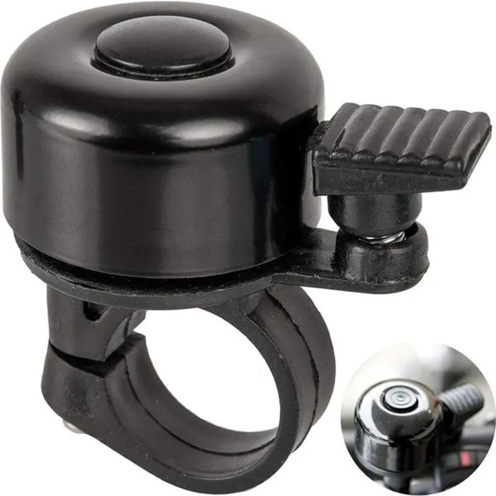 Sonerie bicicleta Your Day Mate, pentru ghidon O 20-22 mm, carcasa din aliaj de aluminiu, baza din plastic dur, rezistenta la intemperii, Negru, 1 buc