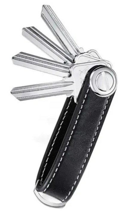 Kulcsszervező, bőr kulcstartó, kompakt és zajmentes mechanizmussal, 2-12 kulcshoz, fekete, 80x20x20 mm