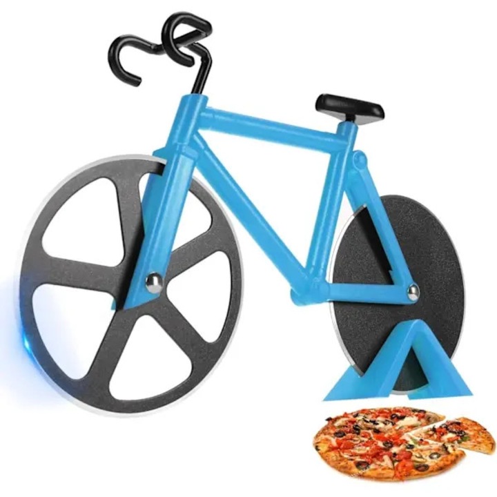 Feliator pizza, dublu roti inox, suport, albastru, compact