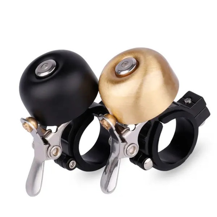 Set 2 sonerii bicicleta, rotatie 360 grade, negru auriu, 14x6-8cm