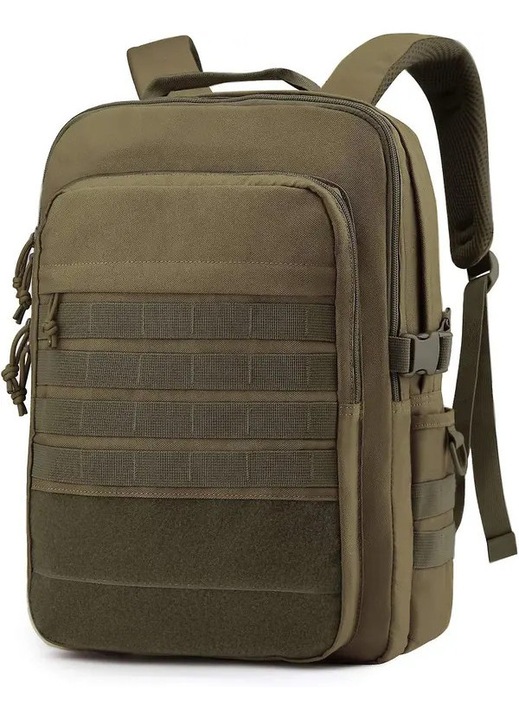 Textil laptop hátizsák, taktikai, lopásgátlóval és 15.6 hüvelykes laptop rekesszel, 6 kompressziós pánttal, külön alsó zsebbel, S-alakú vállpántokkal és szellőző hátrésszel, 6300-as modell, barna, 20 L