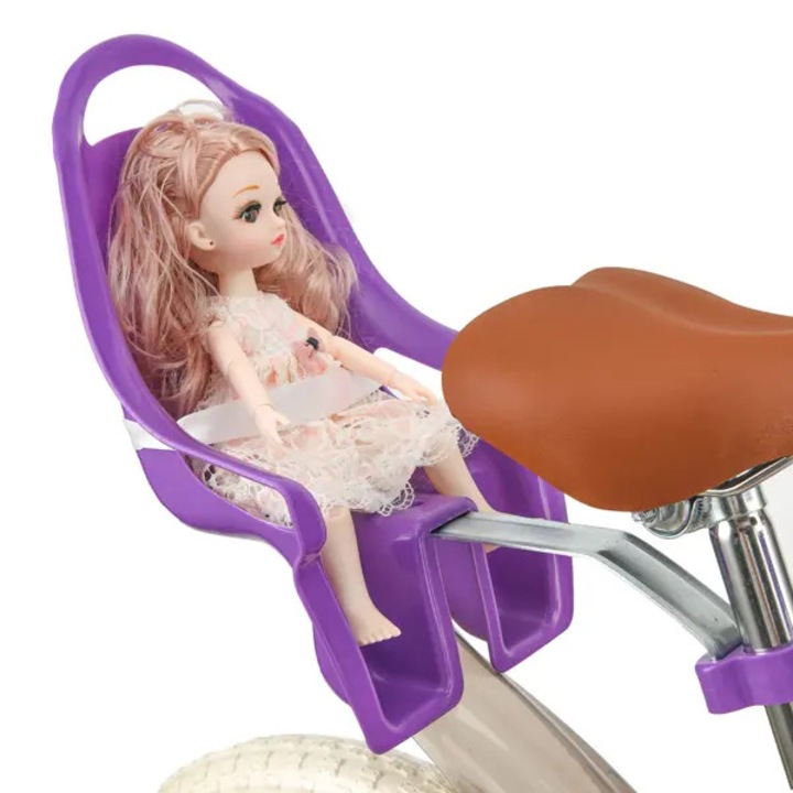 Scaun pentru papusi pe bicicleta, mov, 12-20 inch, usor, sigur