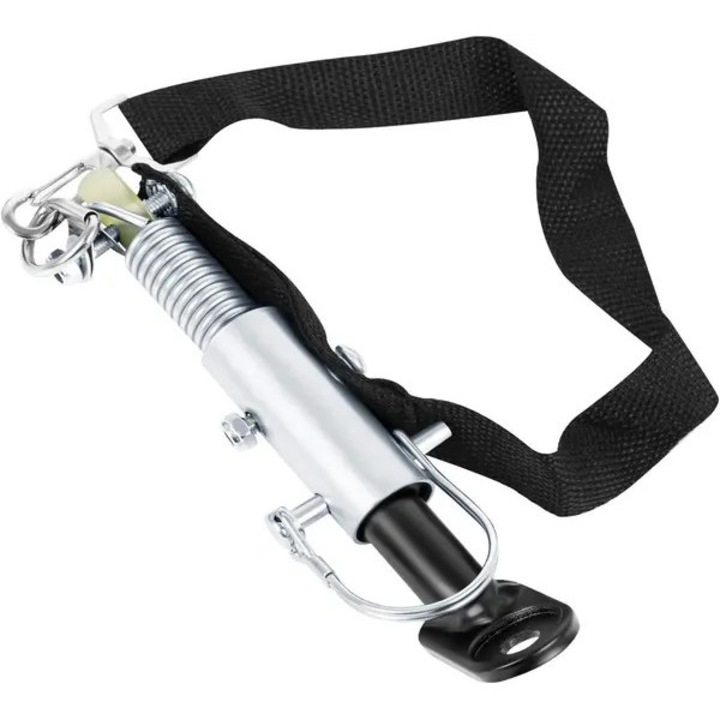 Kerékpár utánfutó adapter, univerzális, korrózióálló acél csatlakozó, nylon pánttal és biztonsági csappal, fekete/ezüst, 1 db