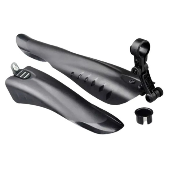 Aparatoare noroi bicicleta PO-CJ-K0433-26-8-22-6010, set fata+spate din plastic, negru, fata 41.2×9.3 cm, spate 27.3×8.8 cm