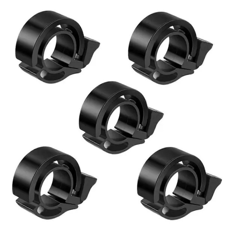 5 darab kerékpár csengő szett, univerzális, fekete, alumínium, 31.8mm
