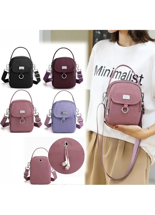 Geanta umar dama mini nylon mov 19x15x10cm