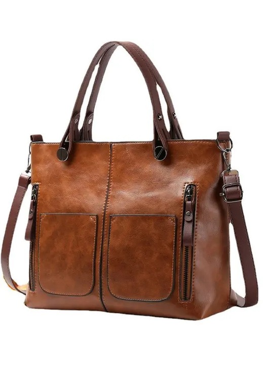 Geanta dama, piele ecologica, vintage, 32x12x25cm