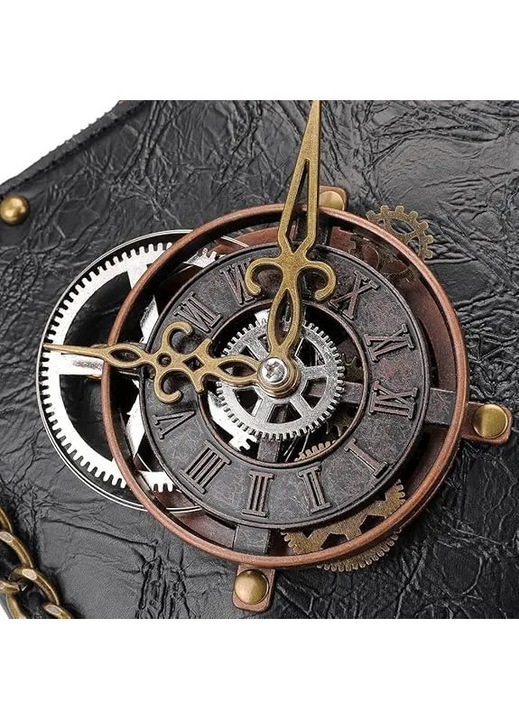 Vintage steampunk PU bőr futártáska barna 30x25cm