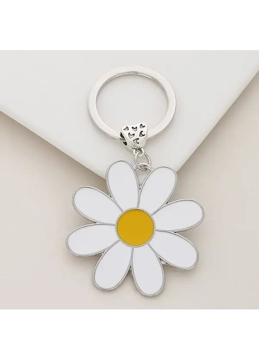 Breloc pandantiv din aliaj de zinc emailat, cu pandantiv in forma de margareta, decoratie pentru chei si genti, cadou pentru femei, multicolor