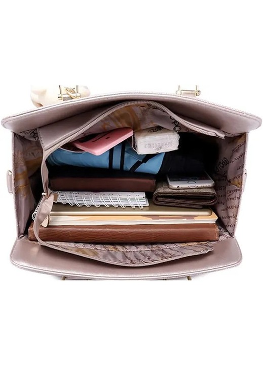 Set 4 genti dama, piele PU, multicolor, 19x32x13cm/14,5x22x6,5cm/11x18,5x1cm