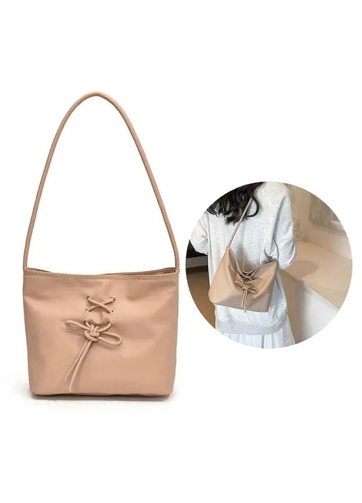 Geanta dama, stil coreean, piele PU, funda, alb, 20x25cm