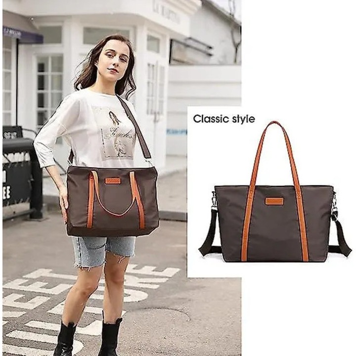 Vízálló nylon laptop táska 15,6 hüvelykes, könnyű, női, fekete, 40x16x31cm