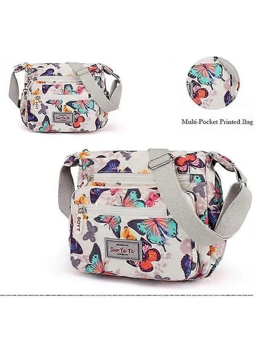 Női crossbody táska, többzsebes, fehér, 25x23x11cm