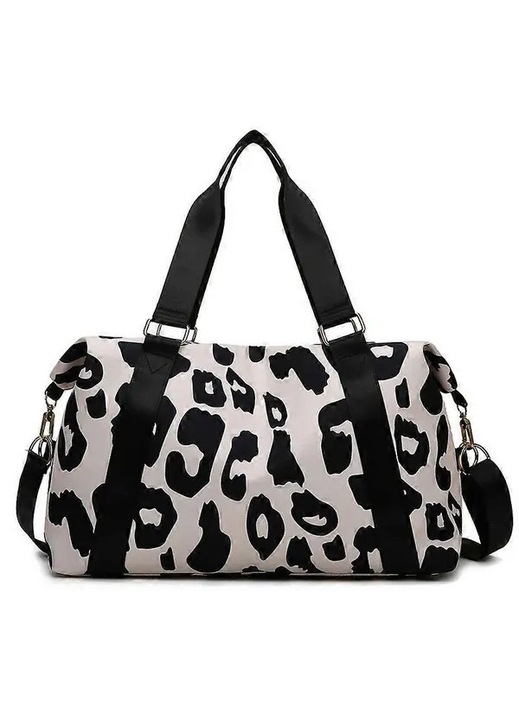 Geanta dama, leopard, nylon, roz, 46x28x17cm, set de voiaj