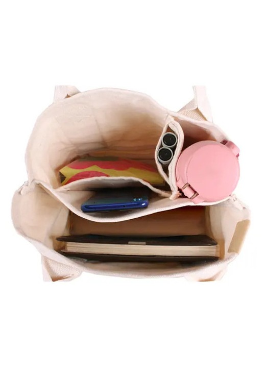 Vászon táska, crossbody válltáska 4 belső zsebbel, nagy kapacitású, állítható pánt, Fehér, 23x15x21 cm