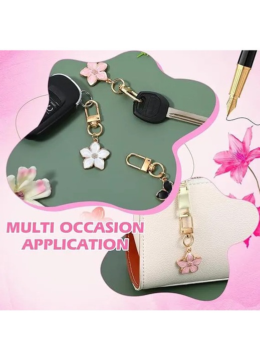 Set brelocuri mini flori, 3 piese, multicolor, 5.4x1.5cm